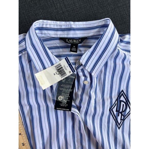 NEW Polo Ralph Lauren 16 Striped Shirtdress White Blue 100% Cotton Shirt Dress - Picture 12 of 14